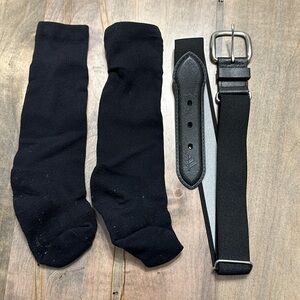 Black baseball socks and Addidas belt